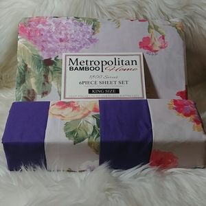 Metropolitan Bamboo Purple Floral King Size Sheet